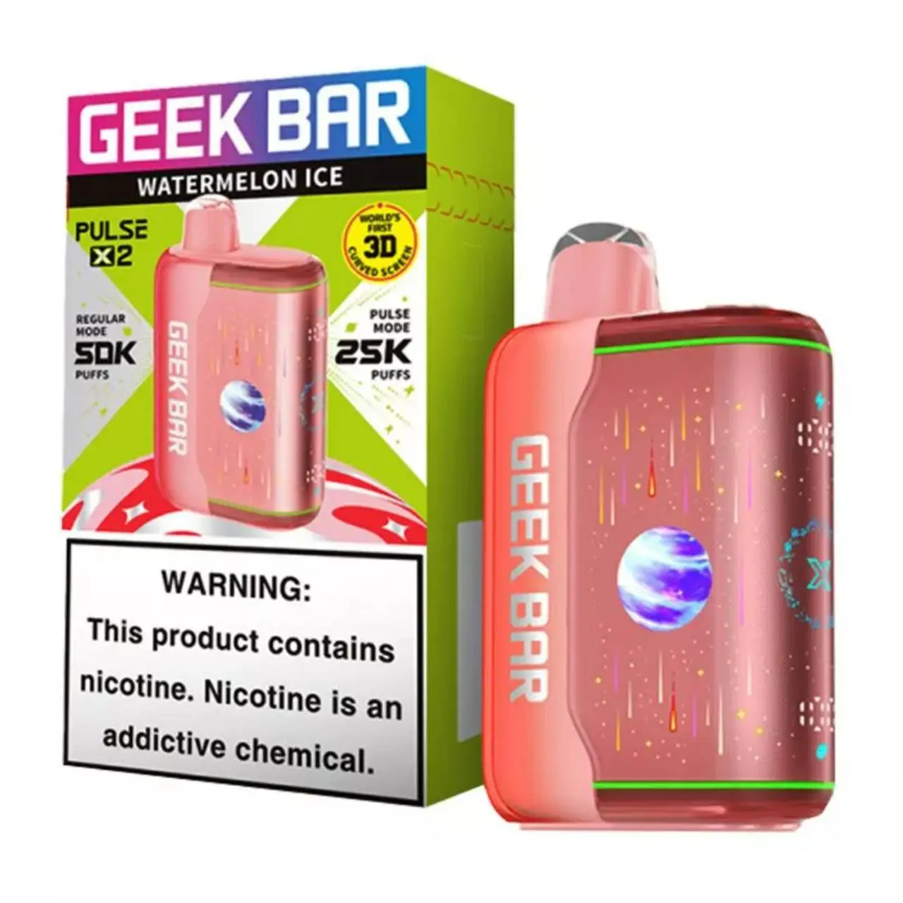 Watermelon Ice Geek Bar Pulse X 2 50K Disposable 1 Watermelon Ice Geek Bar Pulse X 2