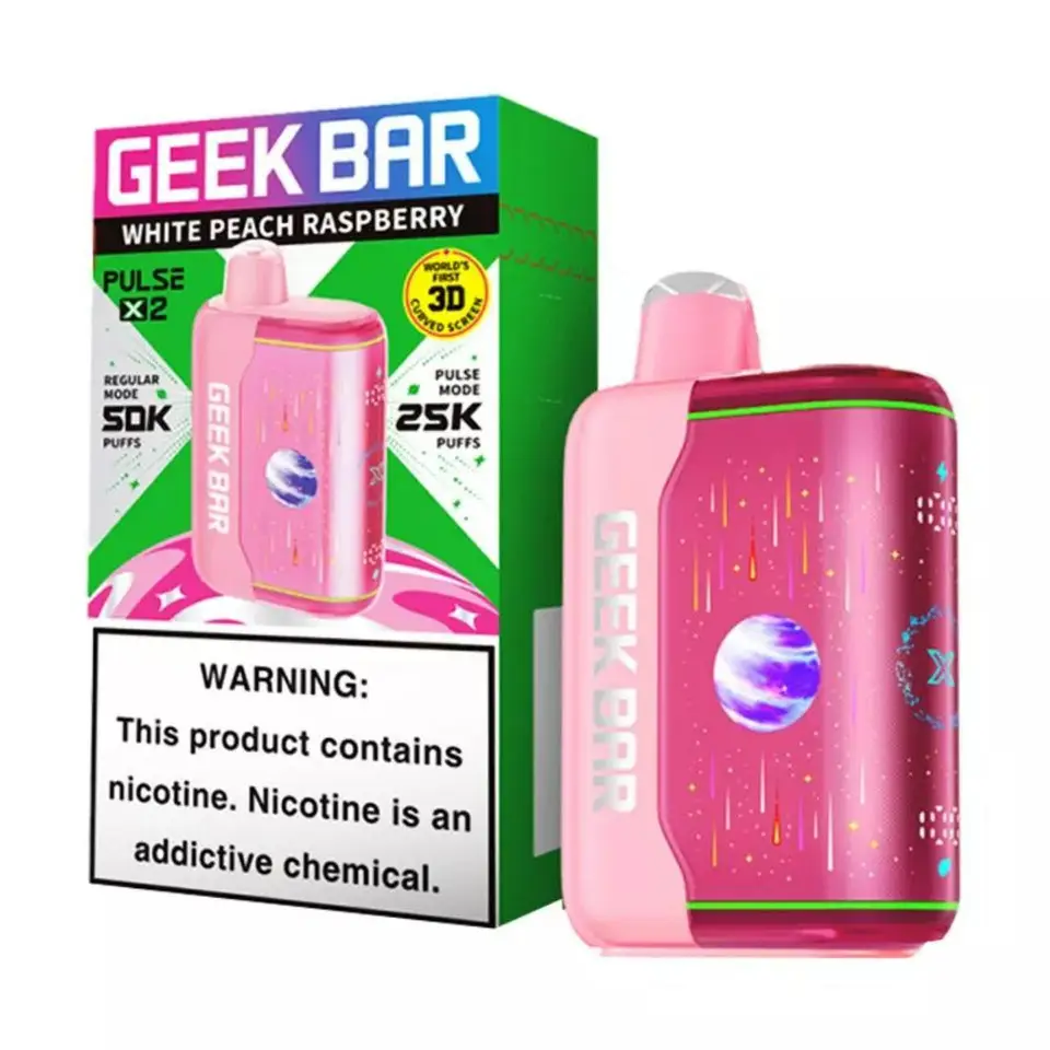 White Peach Raspberry Geek Bar Pulse X 2 50K Disposable Vape 1 White Peach Raspberry Geek Bar Pulse X 2